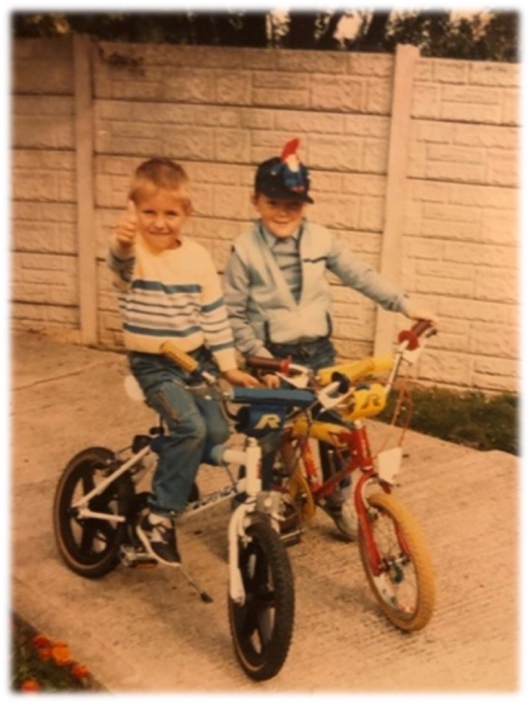 Andy and Danny as boys, out on their bikes